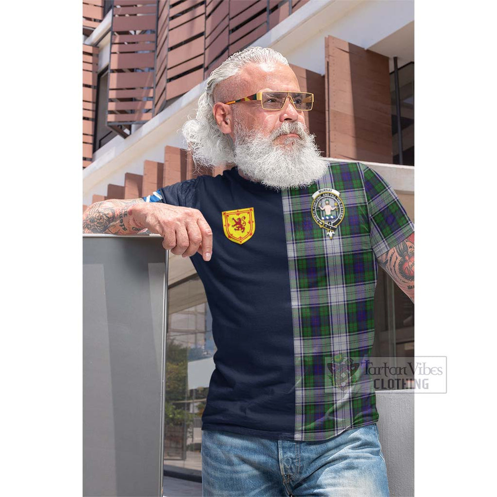 Tartan Vibes Clothing Murray of Atholl Dress Tartan Cotton T-shirt with Scottish Lion Royal Arm Half Style