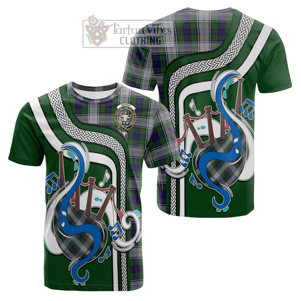 Tartan Vibes Clothing Murray of Atholl Dress Tartan Cotton T-shirt with Epic Bagpipe Style