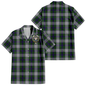 Murray of Atholl Dress Tartan Short Sleeve Button Down Shirt with Family Crest