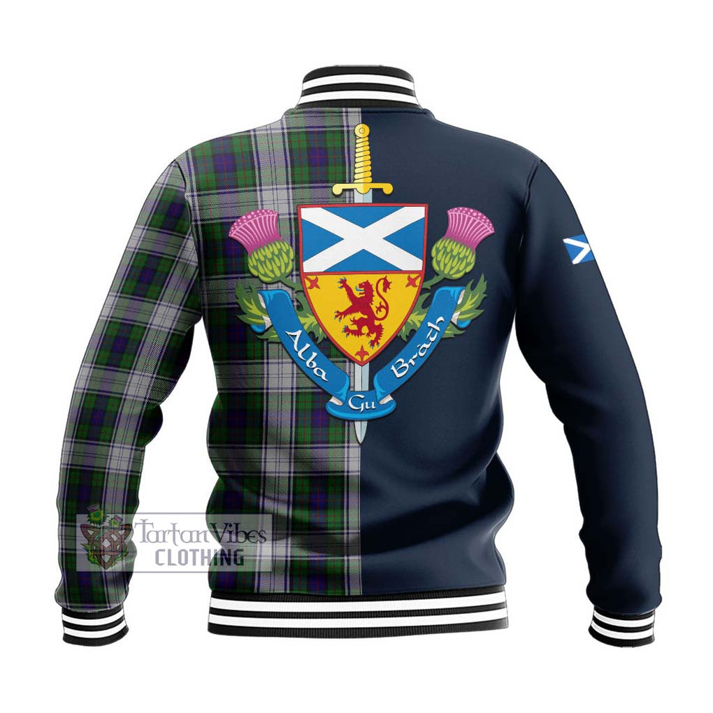 Tartan Vibes Clothing Murray of Atholl Dress Tartan Baseball Jacket with Scottish Lion Royal Arm Half Style