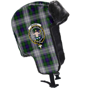 Murray of Atholl Dress Tartan Winter Trapper Hat with Family Crest