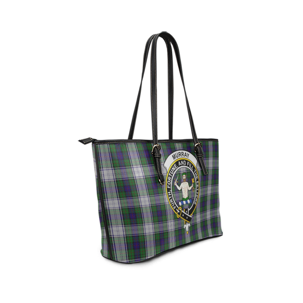 Murray of Atholl Dress Tartan Leather Tote Bag with Family Crest - Tartan Vibes Clothing