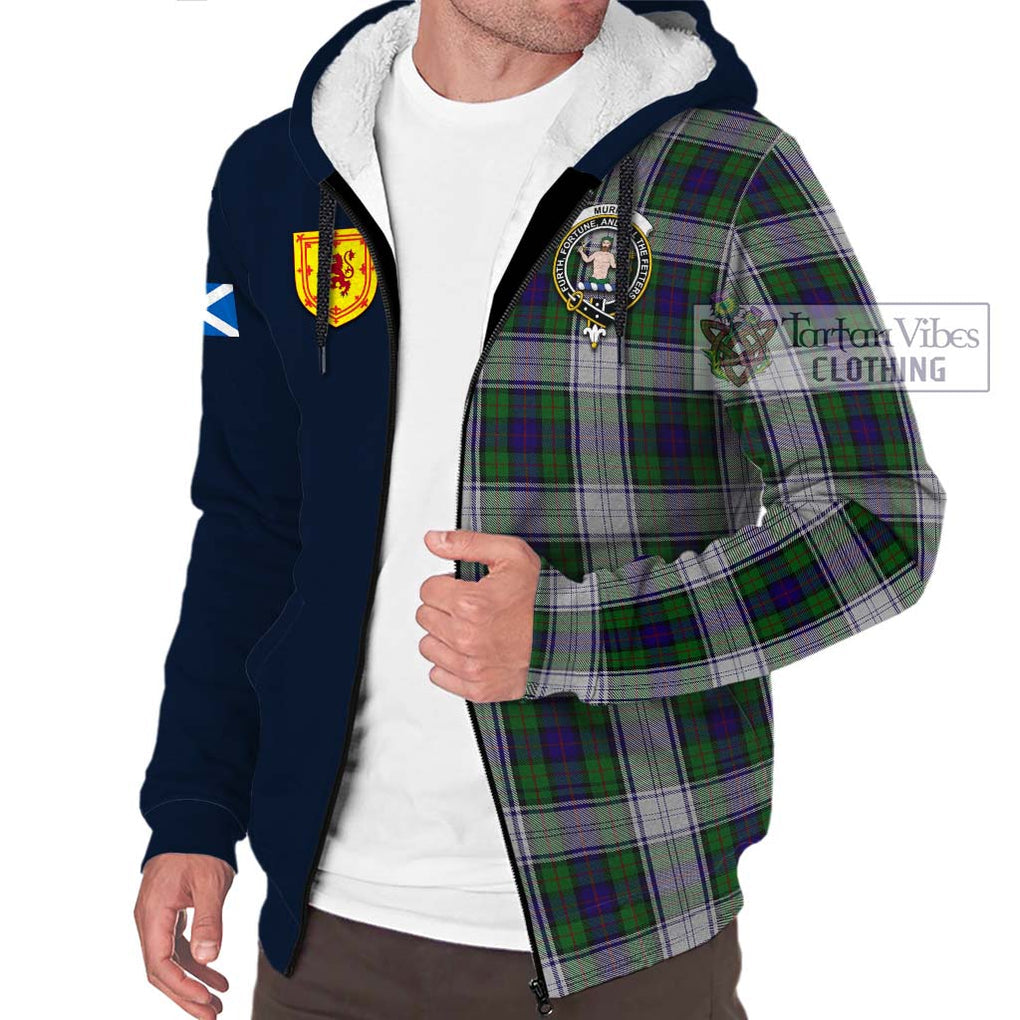 Tartan Vibes Clothing Murray of Atholl Dress Tartan Sherpa Hoodie with Scottish Lion Royal Arm Half Style