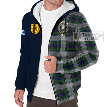 Murray of Atholl Dress Tartan Sherpa Hoodie Alba with Scottish Lion Royal Arm Half Style