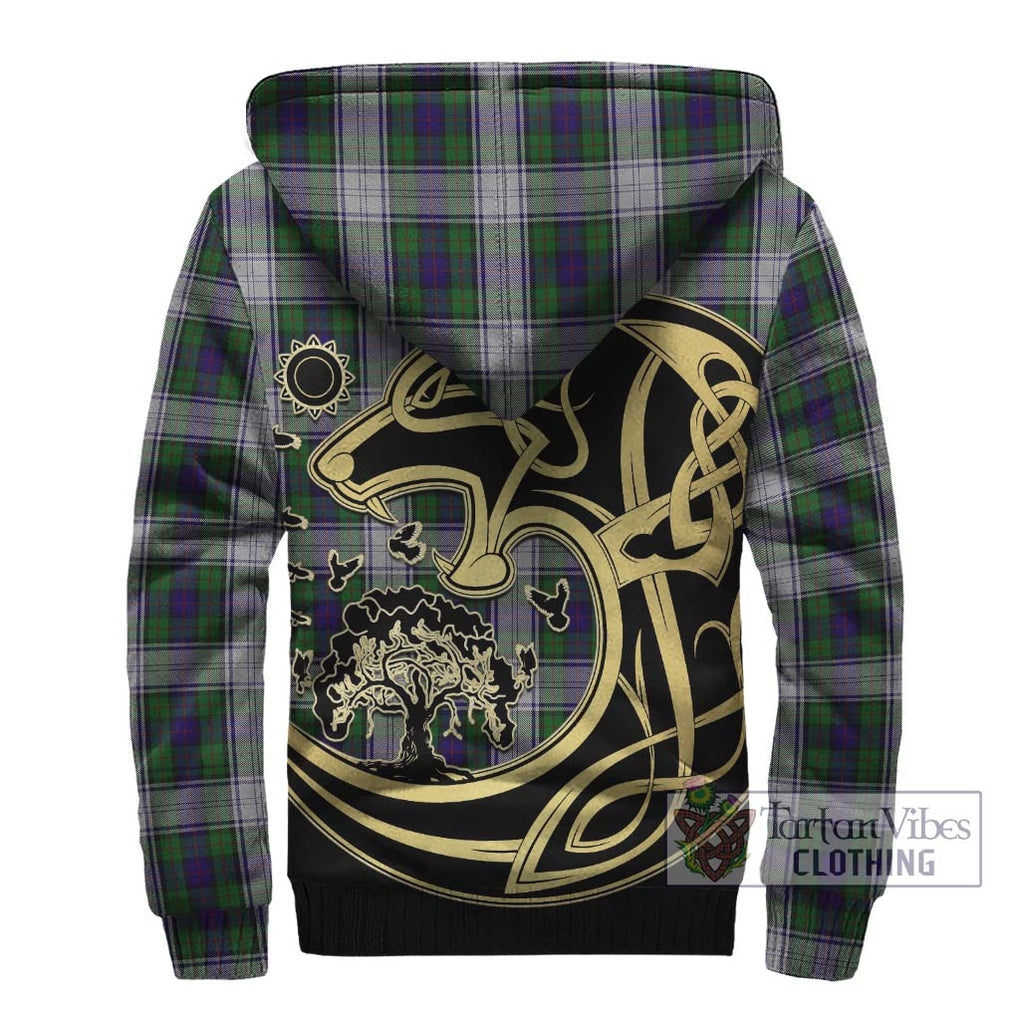 Murray of Atholl Dress Tartan Sherpa Hoodie with Family Crest Celtic Wolf Style - Tartan Vibes Clothing