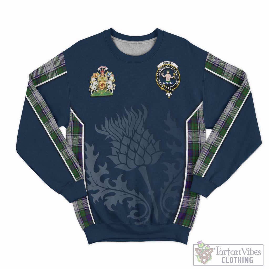 Tartan Vibes Clothing Murray of Atholl Dress Tartan Sweatshirt with Family Crest and Scottish Thistle Vibes Sport Style