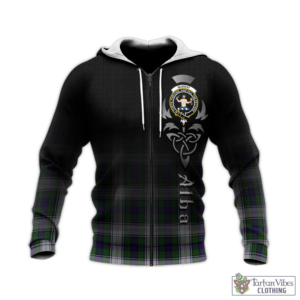 Tartan Vibes Clothing Murray of Atholl Dress Tartan Knitted Hoodie Featuring Alba Gu Brath Family Crest Celtic Inspired