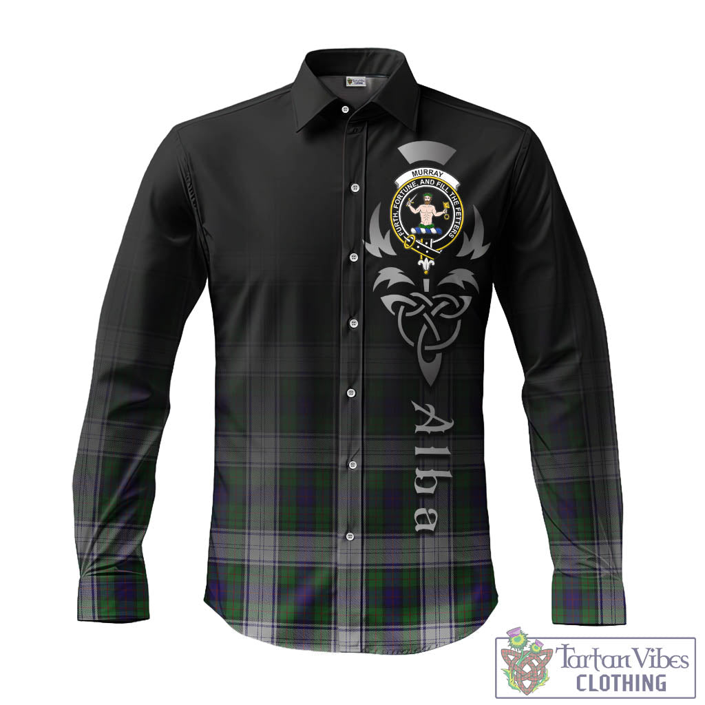 Tartan Vibes Clothing Murray of Atholl Dress Tartan Long Sleeve Button Up Featuring Alba Gu Brath Family Crest Celtic Inspired