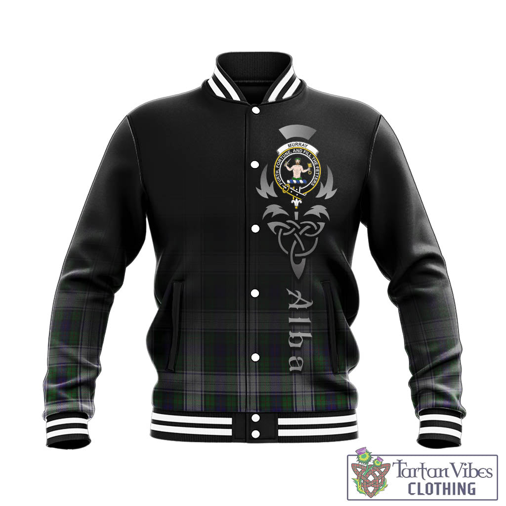 Tartan Vibes Clothing Murray of Atholl Dress Tartan Baseball Jacket Featuring Alba Gu Brath Family Crest Celtic Inspired