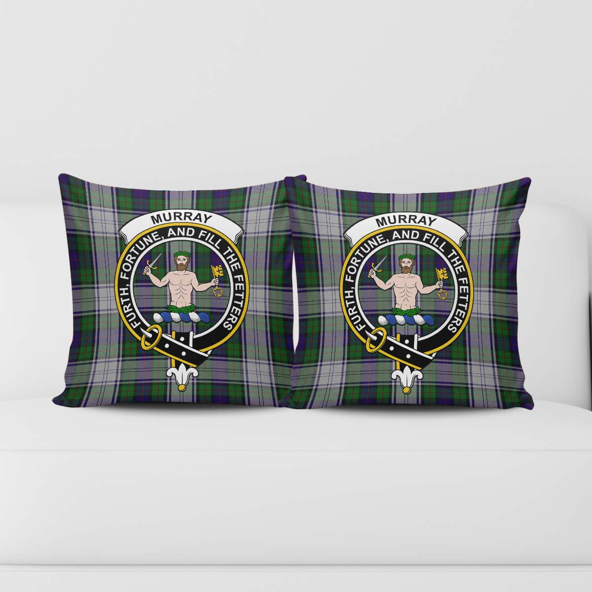 Murray of Atholl Dress Tartan Pillow Cover with Family Crest - Tartanvibesclothing