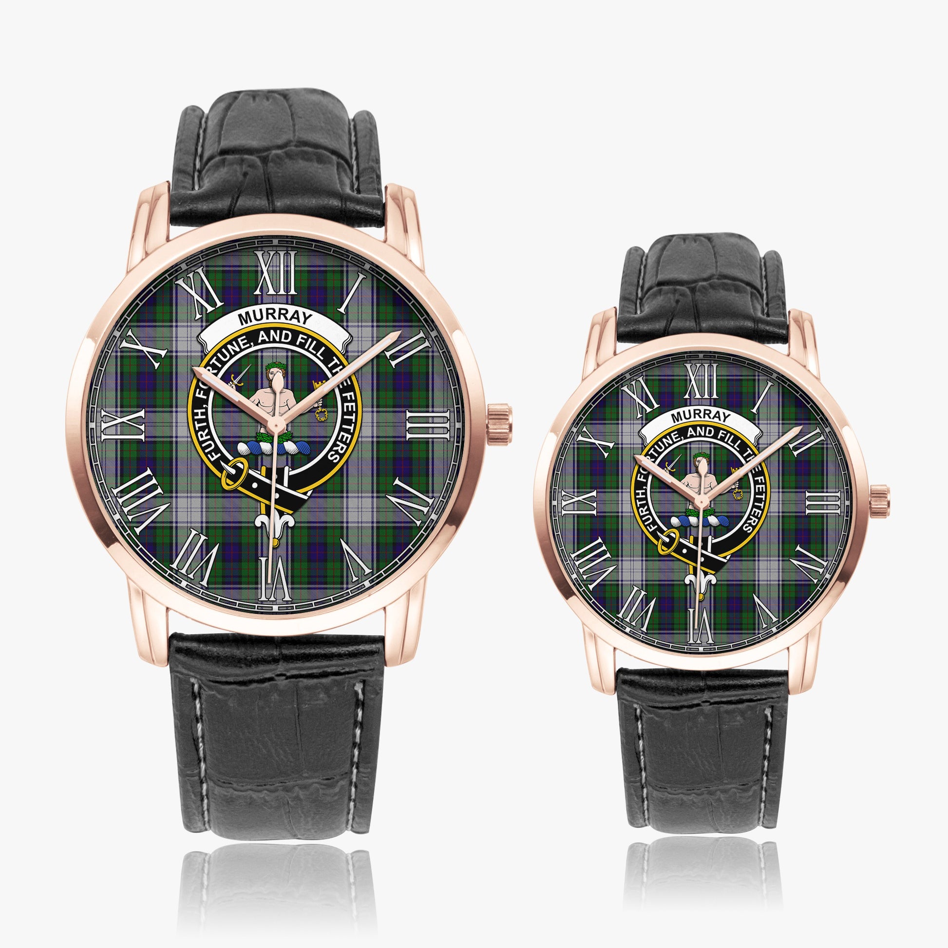 Murray of Atholl Dress Tartan Family Crest Leather Strap Quartz Watch - Tartanvibesclothing