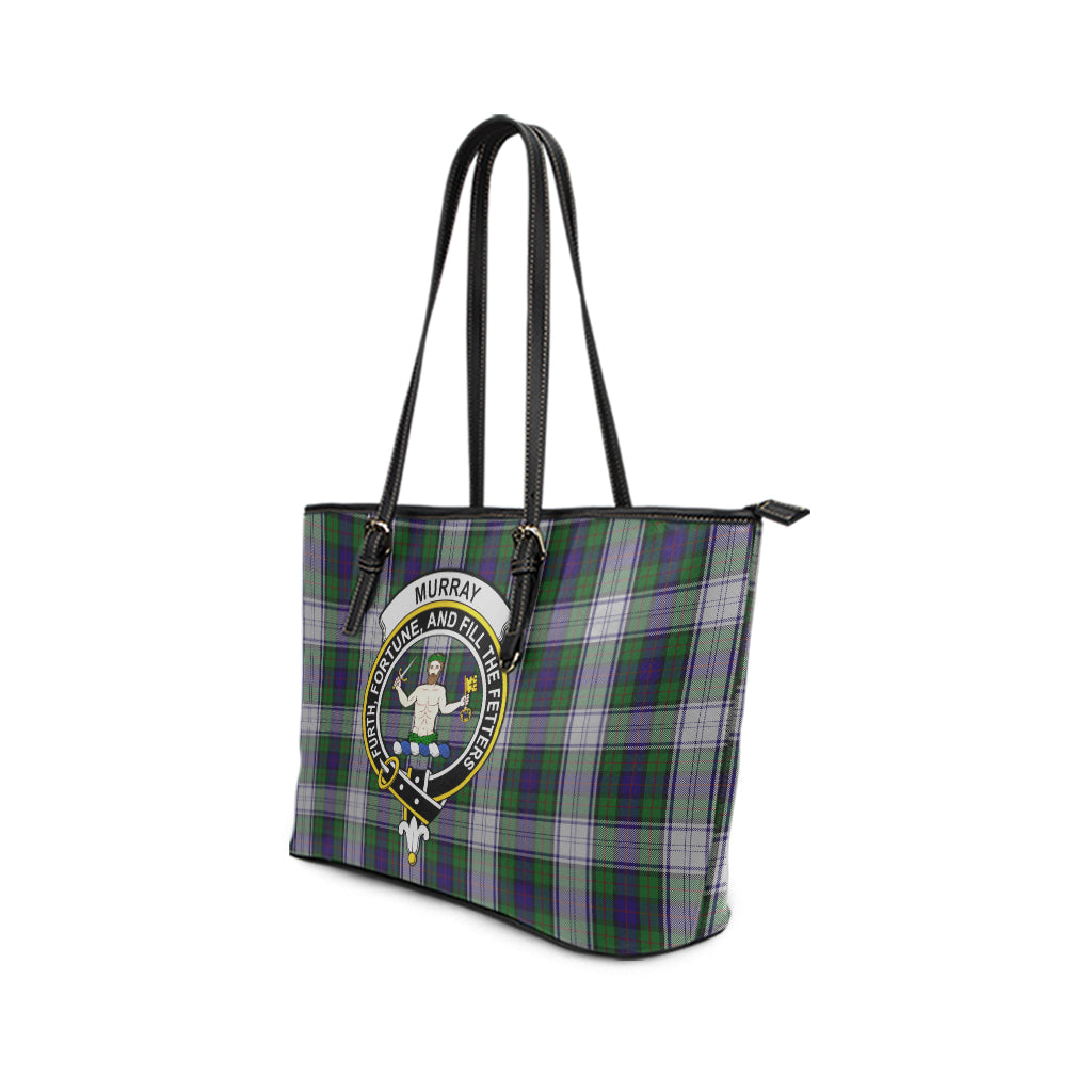 Murray of Atholl Dress Tartan Leather Tote Bag with Family Crest - Tartan Vibes Clothing