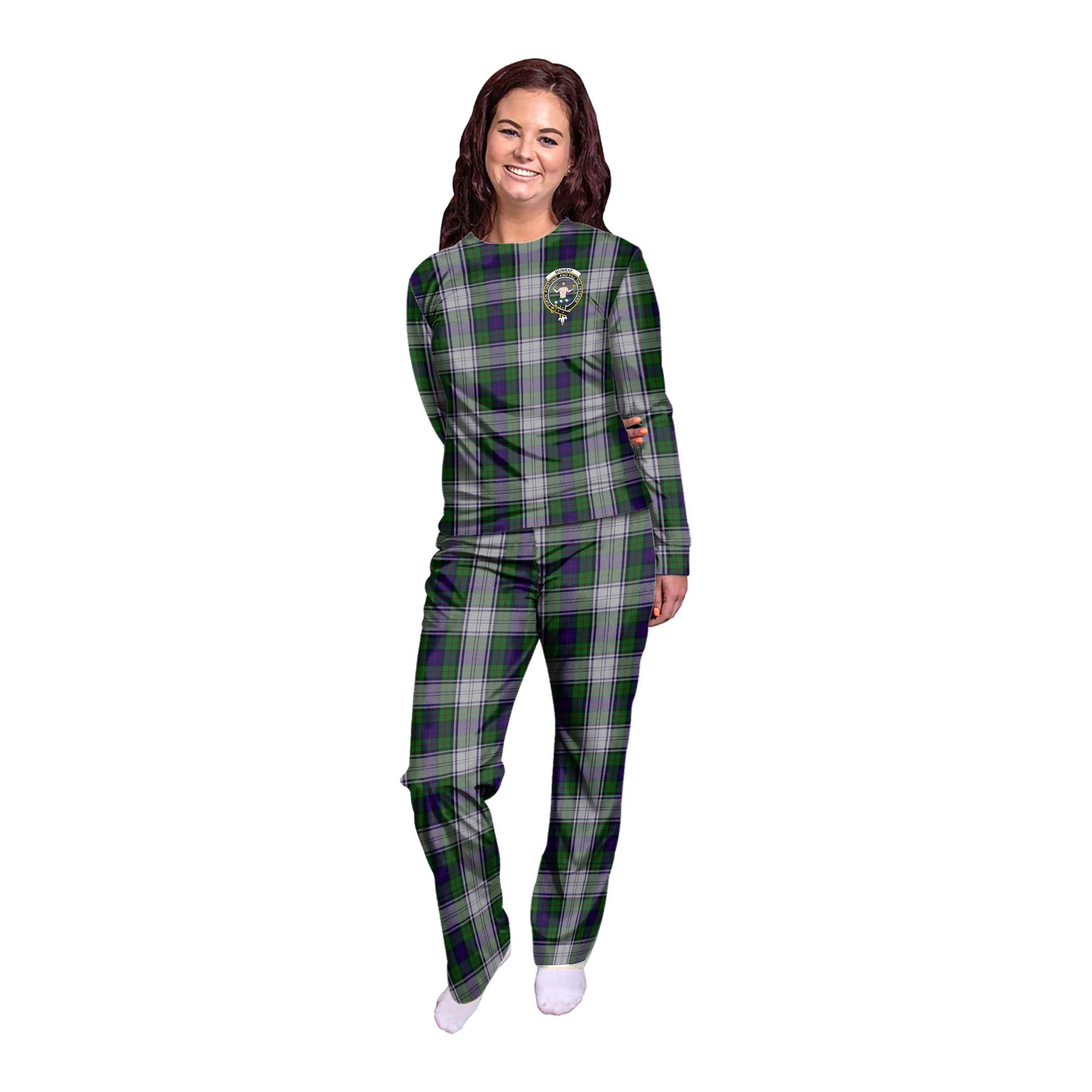 Murray of Atholl Dress Tartan Pajamas Family Set with Family Crest - Tartanvibesclothing