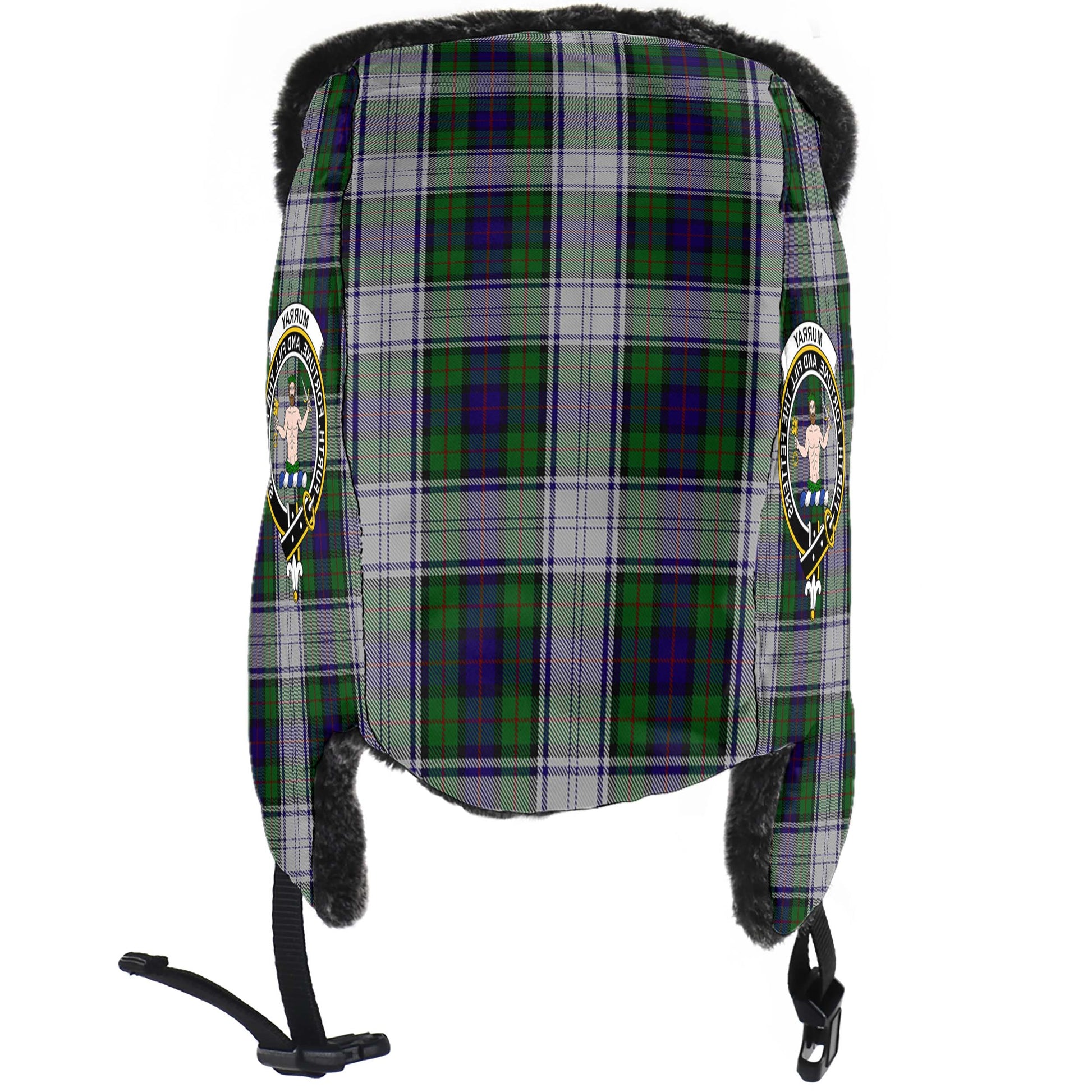 Murray of Atholl Dress Tartan Winter Trapper Hat with Family Crest - Tartanvibesclothing