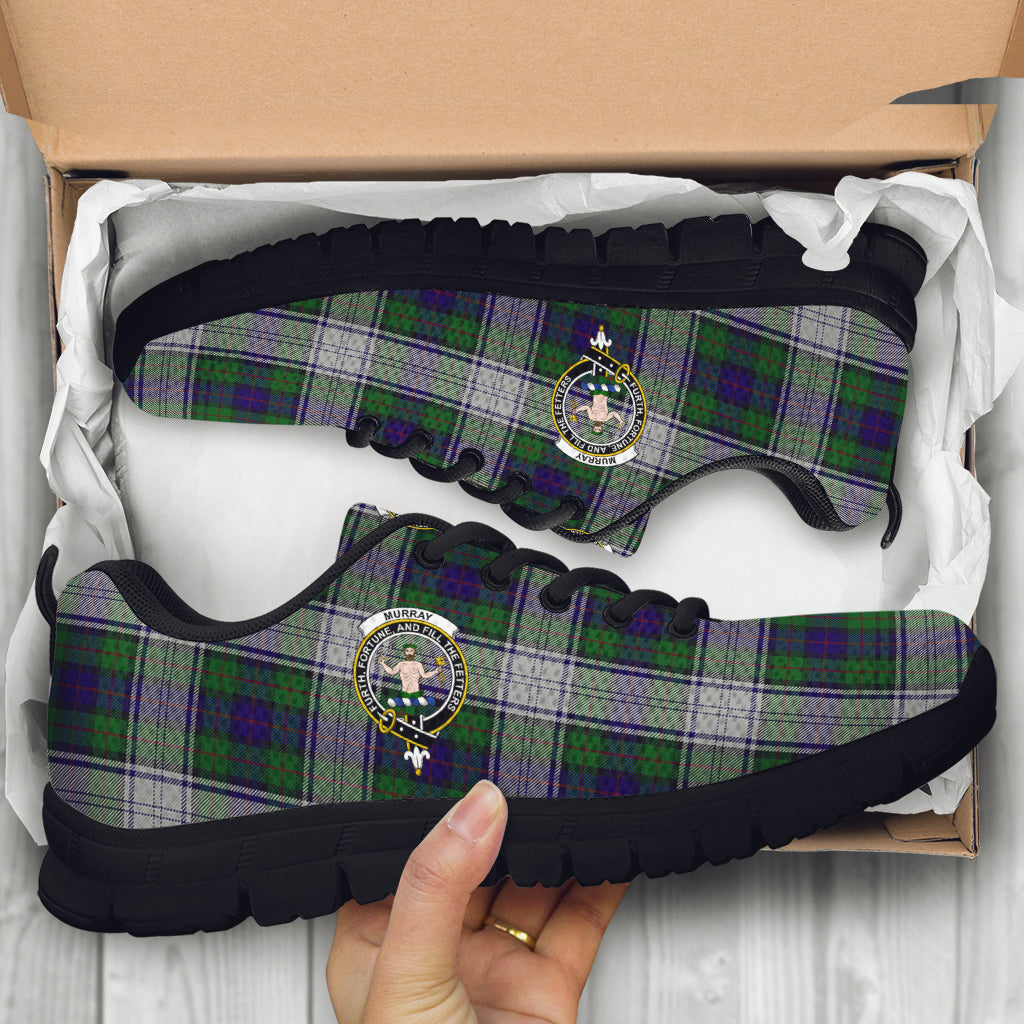 Murray of Atholl Dress Tartan Sneakers with Family Crest - Tartan Vibes Clothing