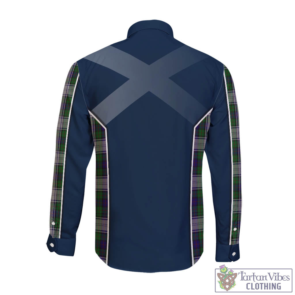 Tartan Vibes Clothing Murray of Atholl Dress Tartan Long Sleeve Button Up Shirt with Family Crest and Scottish Thistle Vibes Sport Style