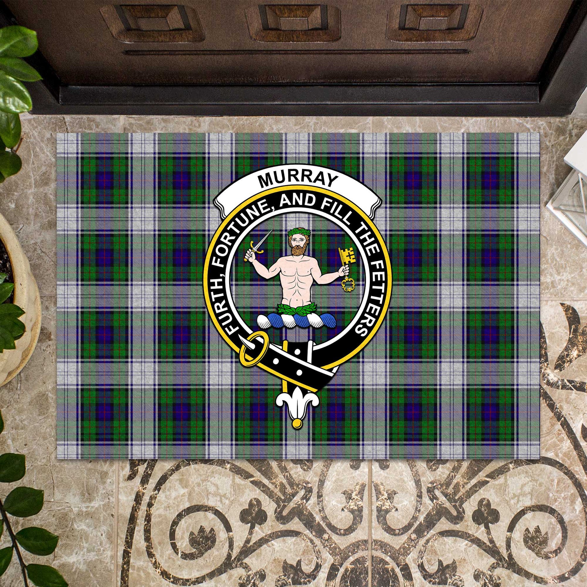 Murray of Atholl Dress Tartan Door Mat with Family Crest - Tartanvibesclothing