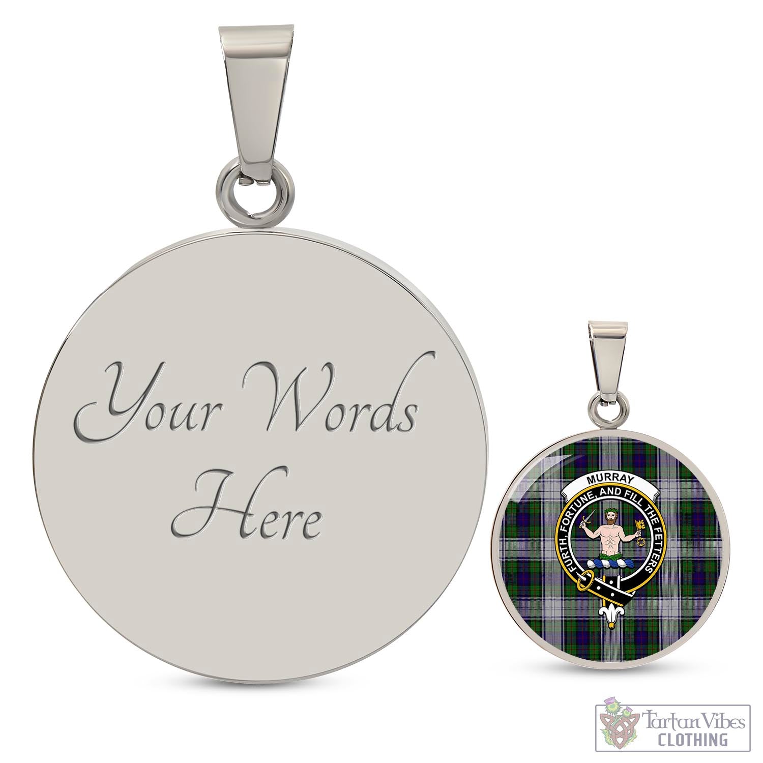 Tartan Vibes Clothing Murray of Atholl Dress Tartan Circle Necklace with Family Crest