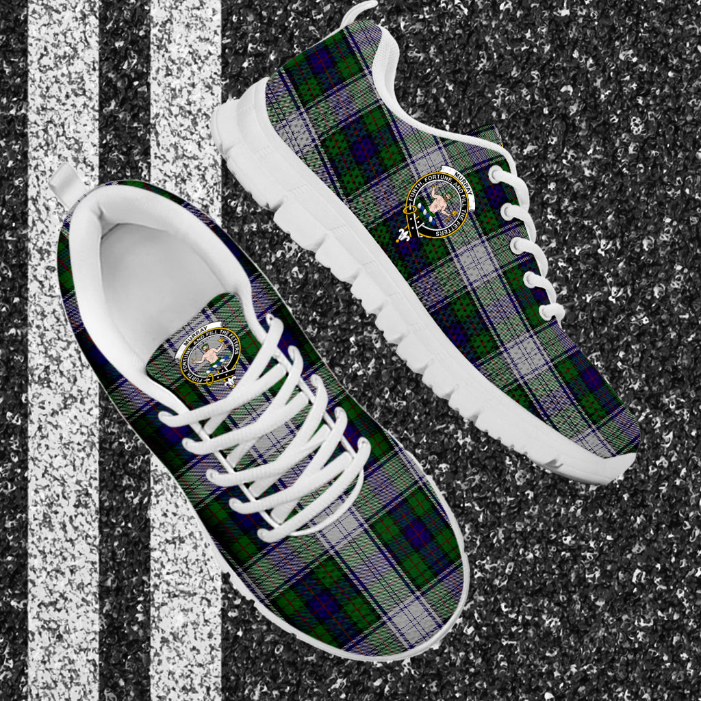 Murray of Atholl Dress Tartan Sneakers with Family Crest - Tartan Vibes Clothing