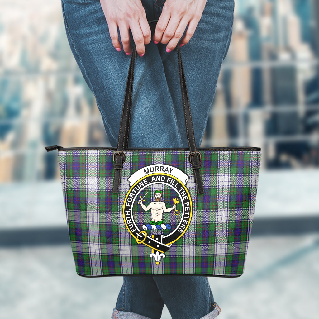 Murray of Atholl Dress Tartan Leather Tote Bag with Family Crest - Tartan Vibes Clothing