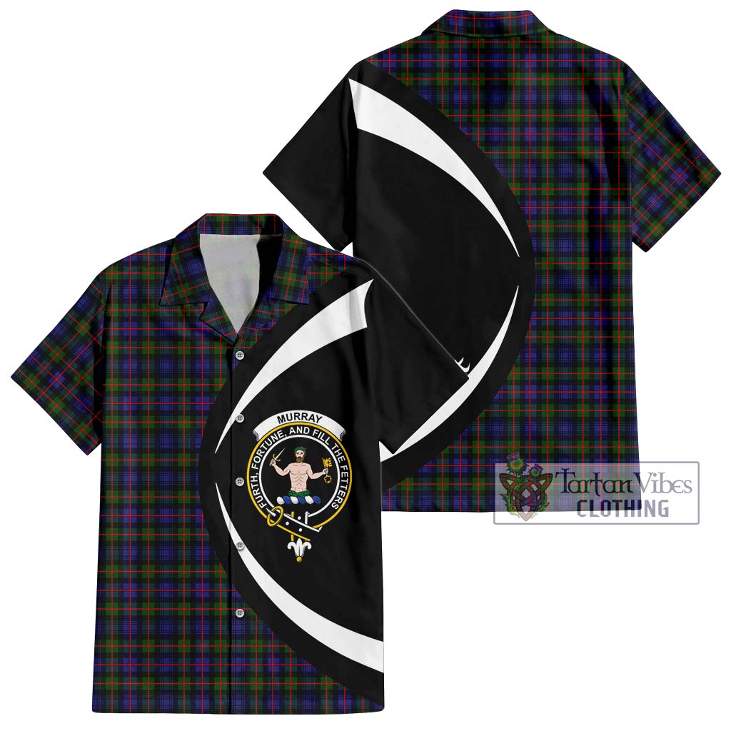 Murray of Atholl Modern Tartan Short Sleeve Button Up with Family Crest Circle Style Kid - Tartan Vibes Clothing