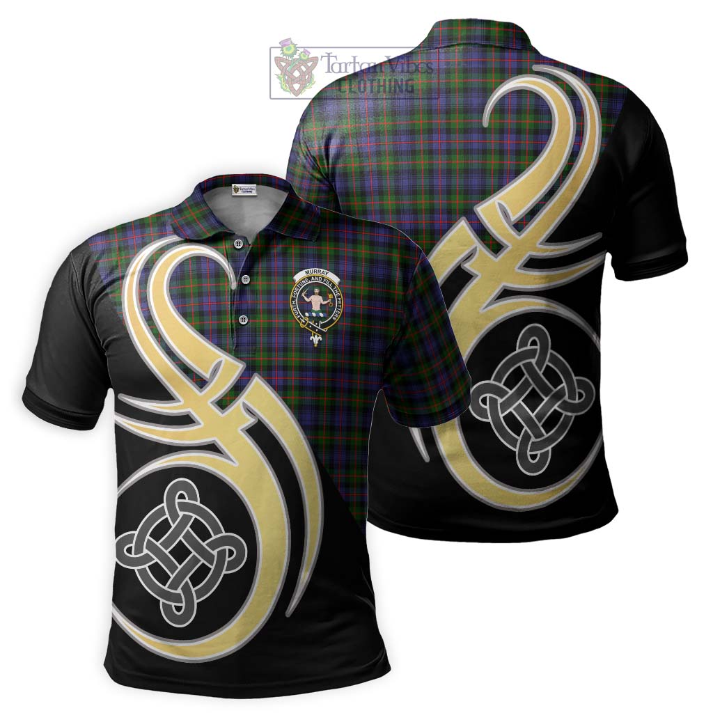 Tartan Vibes Clothing Murray of Atholl Modern Tartan Polo Shirt with Family Crest and Celtic Symbol Style