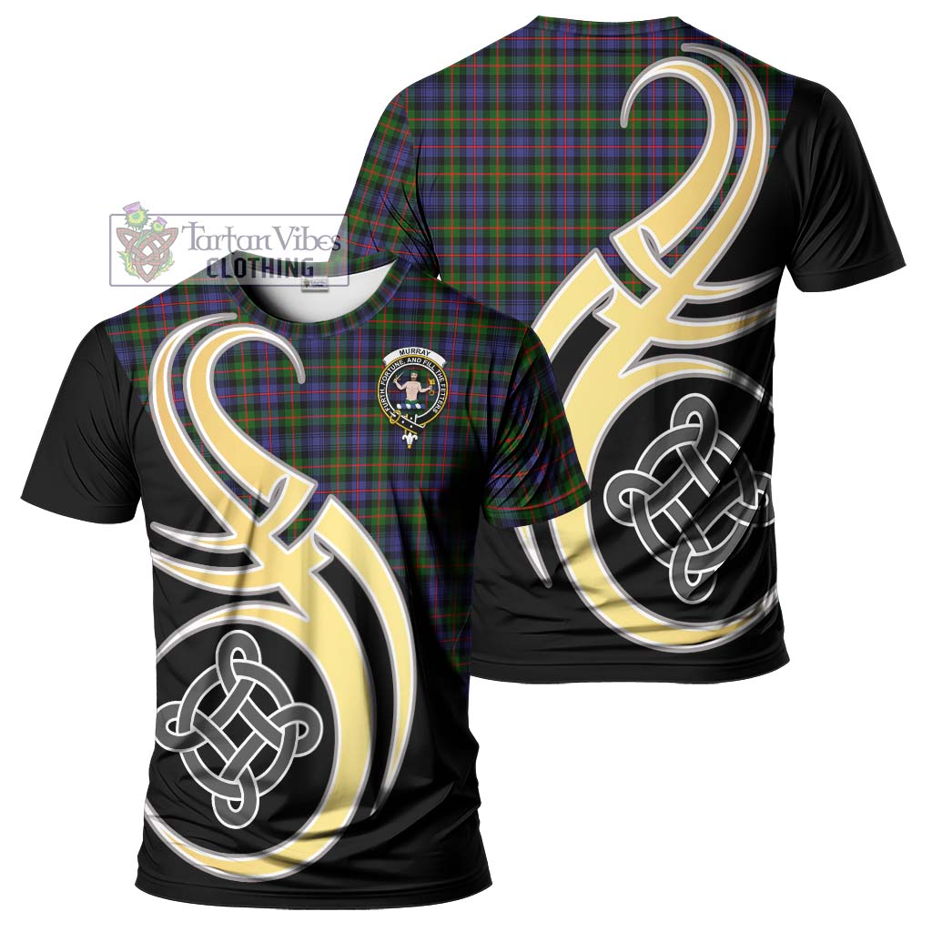 Tartan Vibes Clothing Murray of Atholl Modern Tartan T-Shirt with Family Crest and Celtic Symbol Style