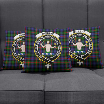 Murray of Atholl Modern Tartan Pillow Cover with Family Crest