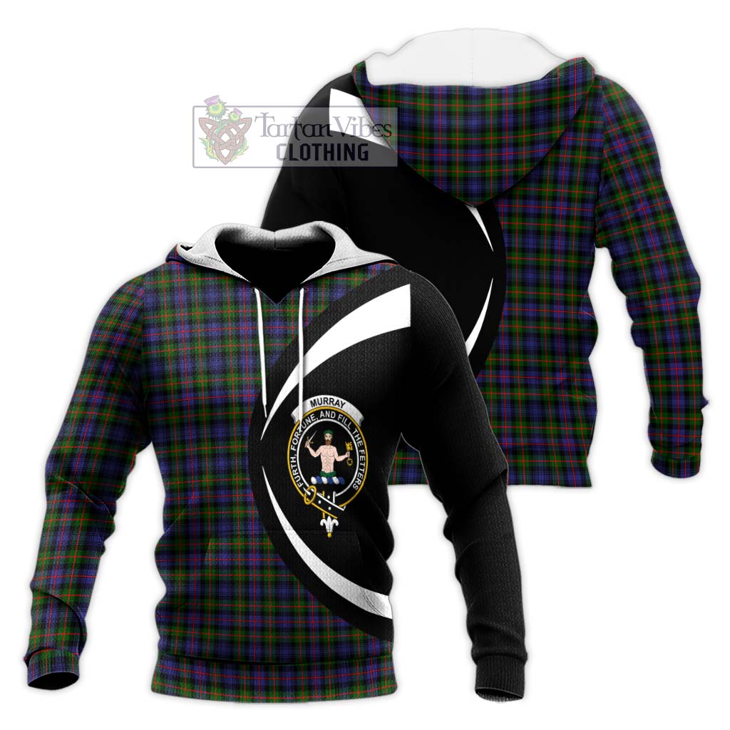 Murray of Atholl Modern Tartan Knitted Hoodie with Family Crest Circle Style Unisex Knitted Pullover Hoodie - Tartan Vibes Clothing