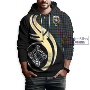 Murray of Atholl Modern Tartan Hoodie with Family Crest and Celtic Symbol Style