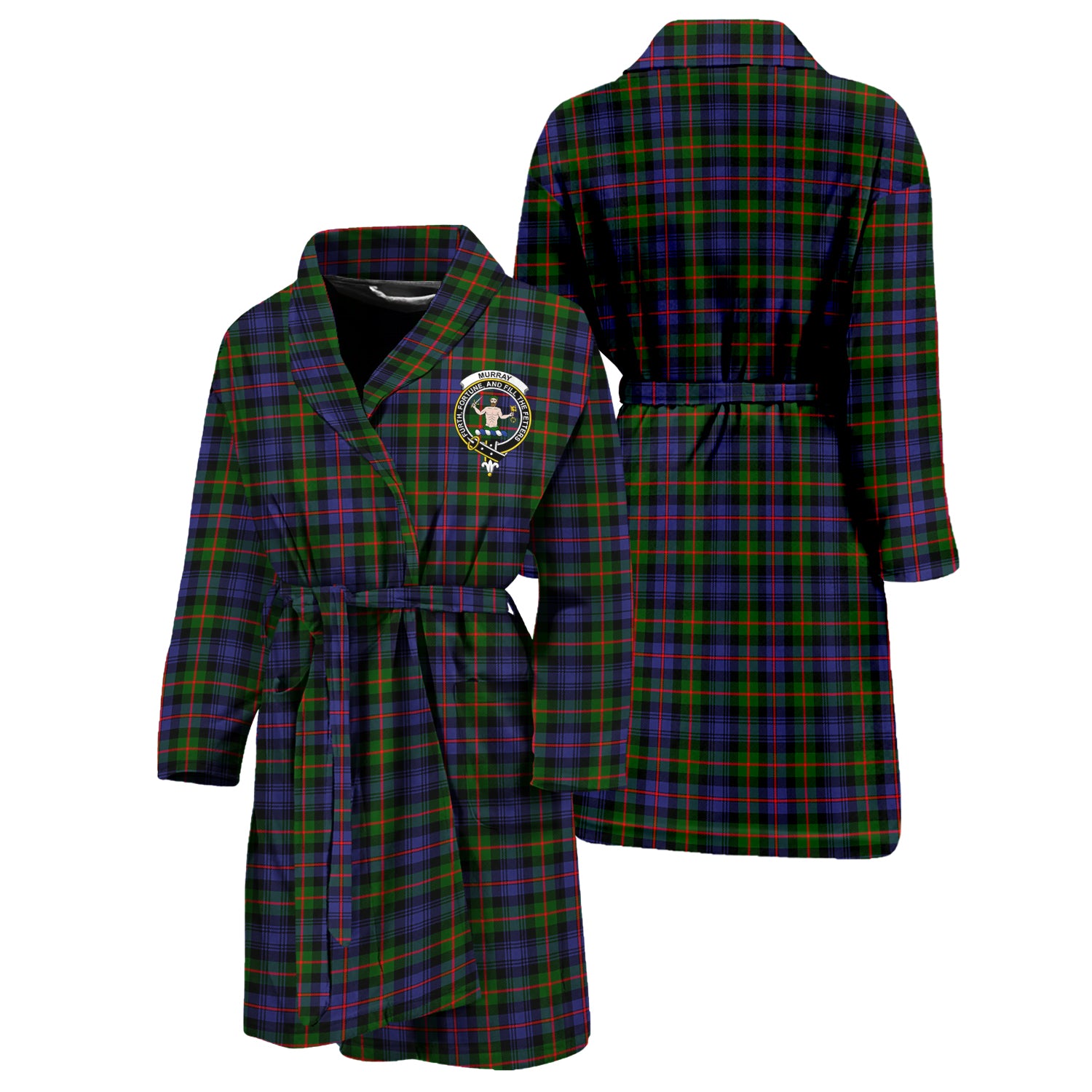 Murray of Atholl Modern Tartan Bathrobe with Family Crest Unisex S - Tartan Vibes Clothing