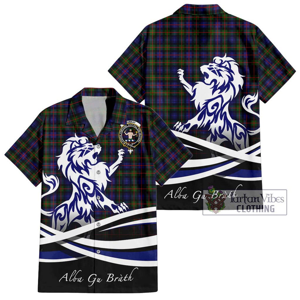 Murray of Atholl Modern Tartan Short Sleeve Button Shirt with Alba Gu Brath Regal Lion Emblem Kid - Tartanvibesclothing Shop