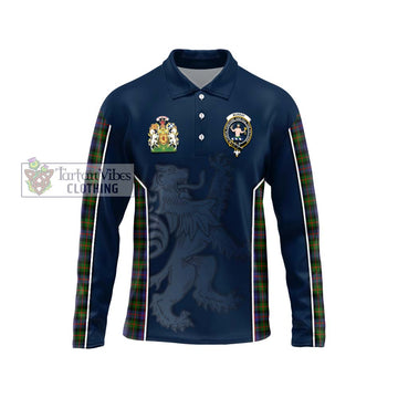 Murray of Atholl Modern Tartan Long Sleeve Polo Shirt with Family Crest and Lion Rampant Vibes Sport Style