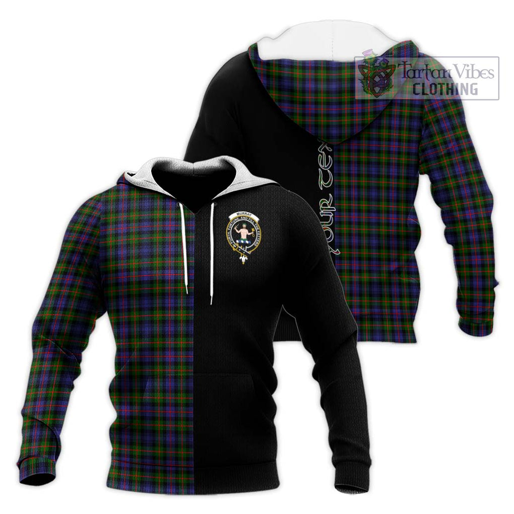 Murray of Atholl Modern Tartan Knitted Hoodie with Family Crest and Half Of Me Style Unisex Knitted Pullover Hoodie - Tartanvibesclothing Shop