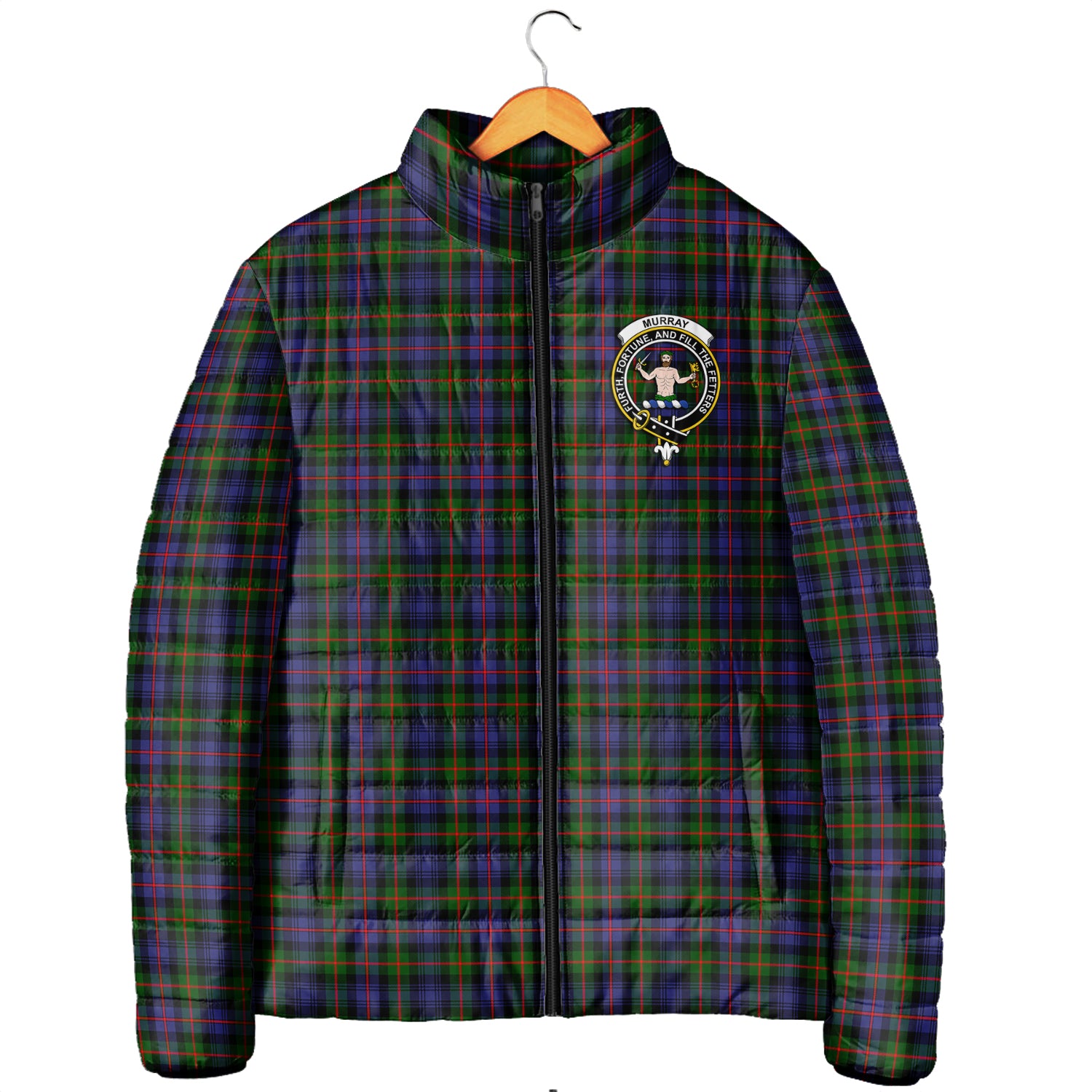 Murray of Atholl Modern Tartan Padded Jacket with Family Crest Men's Padded Jacket - Tartan Vibes Clothing