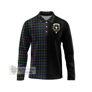 Murray of Atholl Modern Tartan Long Sleeve Polo Shirt with Family Crest and Half Of Me Style