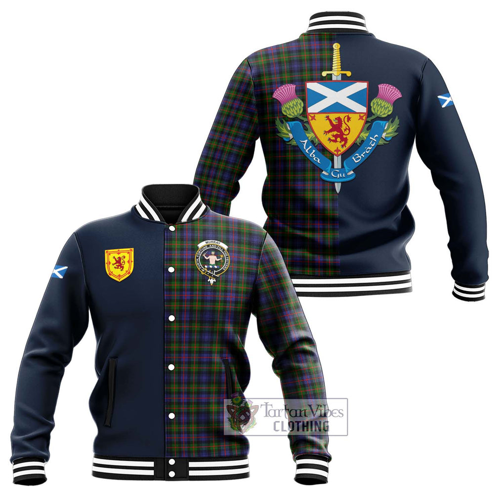 Tartan Vibes Clothing Murray of Atholl Modern Tartan Baseball Jacket with Scottish Lion Royal Arm Half Style