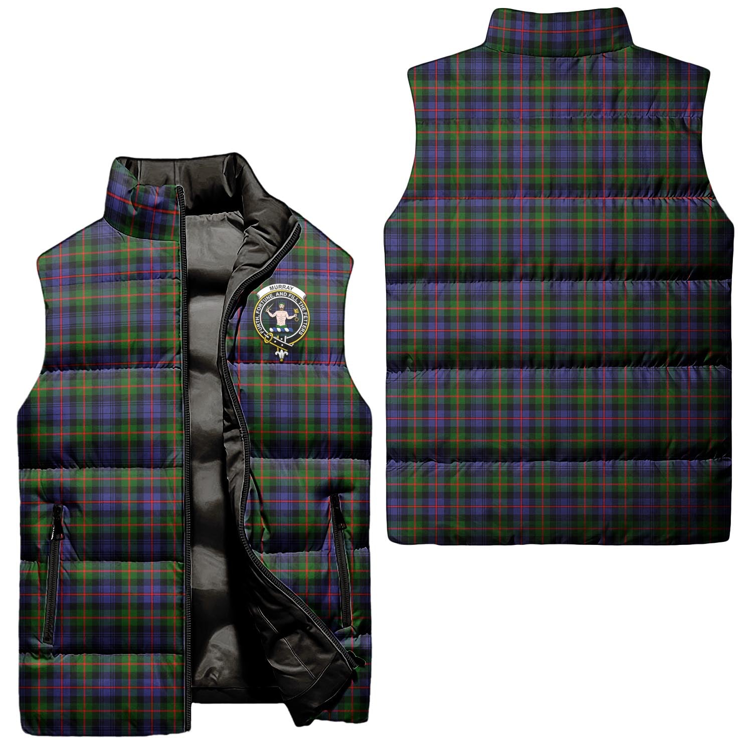 Murray of Atholl Modern Tartan Sleeveless Puffer Jacket with Family Crest Unisex - Tartanvibesclothing