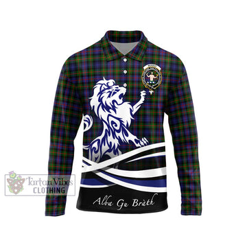 Murray of Atholl Modern Tartan Long Sleeve Polo Shirt with Alba Gu Brath Regal Lion Emblem