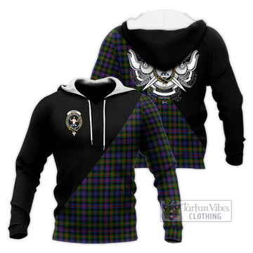 Murray of Atholl Modern Tartan Knitted Hoodie with Family Crest and Military Logo Style