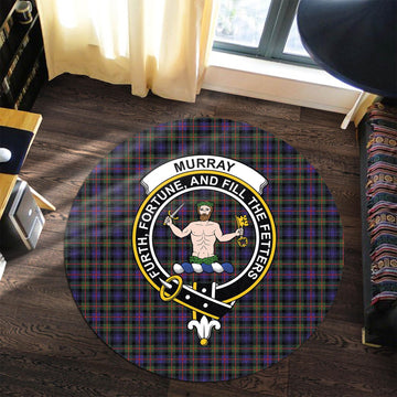 Murray of Atholl Modern Tartan Round Rug with Family Crest