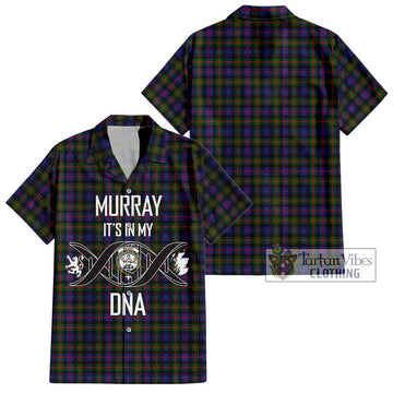 Murray of Atholl Modern Tartan Short Sleeve Button Shirt with Family Crest DNA In Me Style