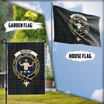 Murray of Atholl Modern Tartan Flag with Family Crest