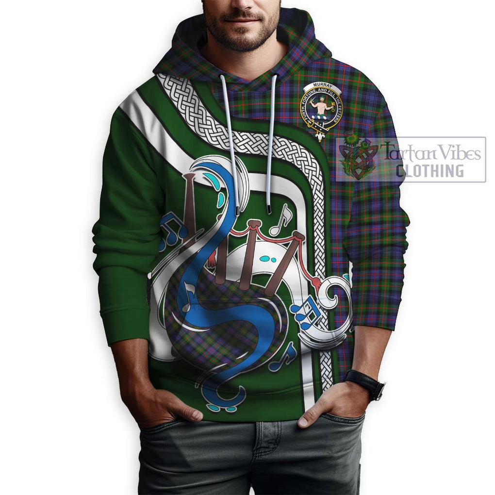 Murray of Atholl Modern Tartan Hoodie with Epic Bagpipe Style Zip Hoodie - Tartanvibesclothing Shop