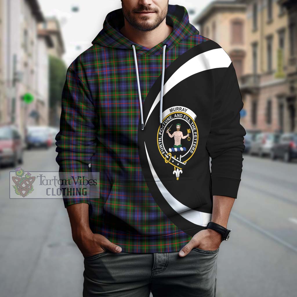 Tartan Vibes Clothing Murray of Atholl Modern Tartan Hoodie with Family Crest Circle Style