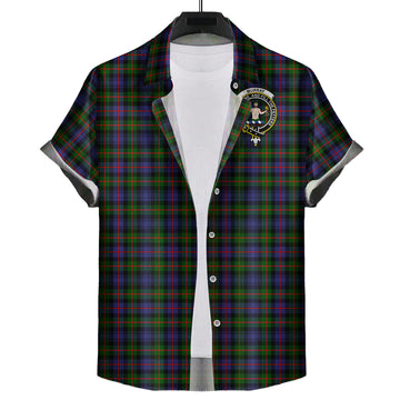 Murray of Atholl Modern Tartan Short Sleeve Button Down Shirt with Family Crest