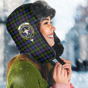 Murray of Atholl Modern Tartan Winter Trapper Hat with Family Crest