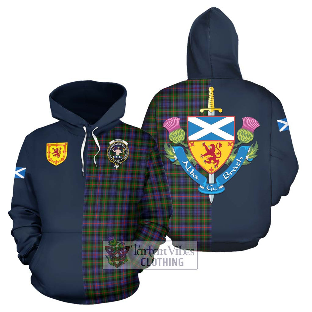 Tartan Vibes Clothing Murray of Atholl Modern Tartan Hoodie with Scottish Lion Royal Arm Half Style