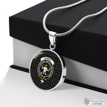 Murray of Atholl Modern Tartan Circle Necklace with Family Crest