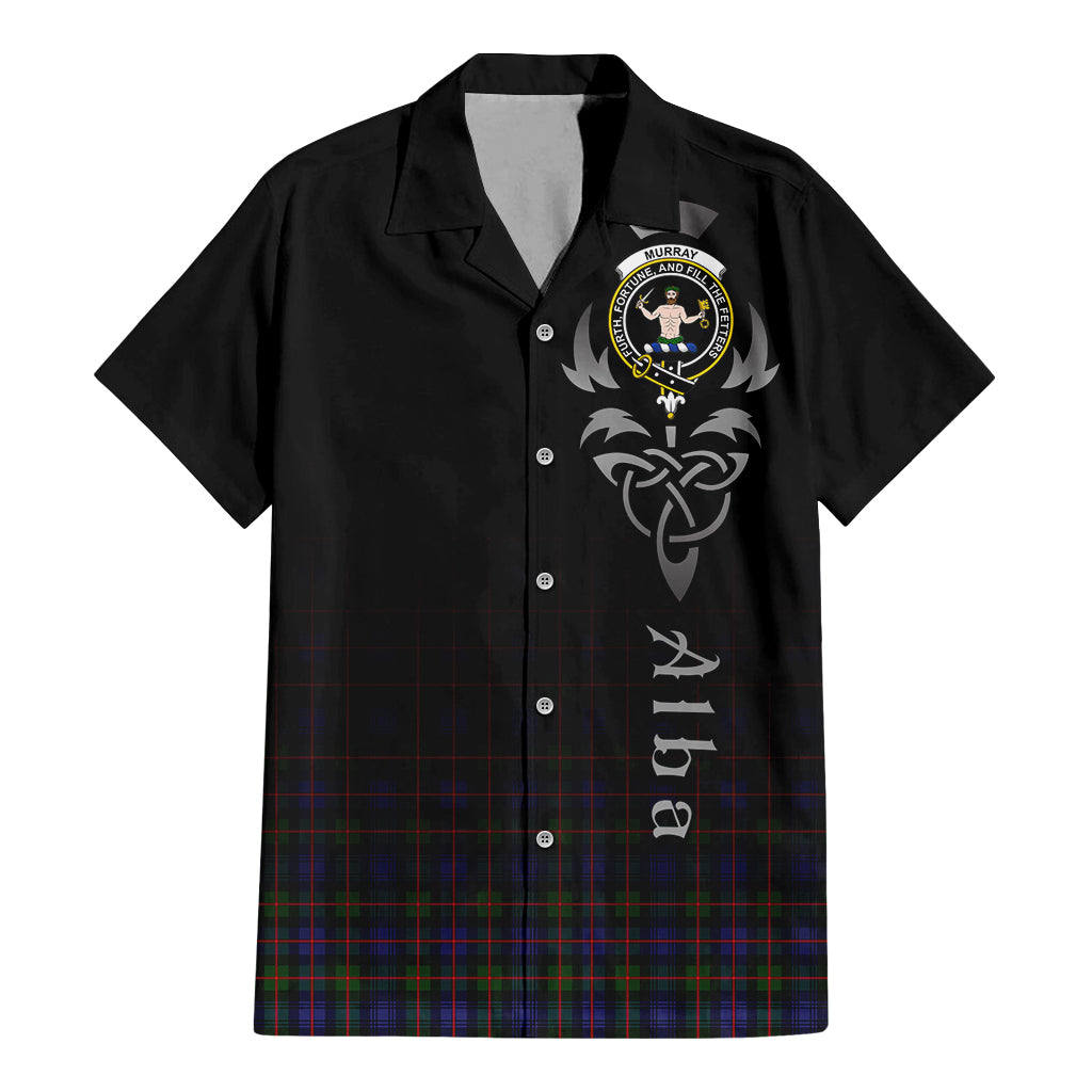 Tartan Vibes Clothing Murray of Atholl Modern Tartan Short Sleeve Button Up Featuring Alba Gu Brath Family Crest Celtic Inspired